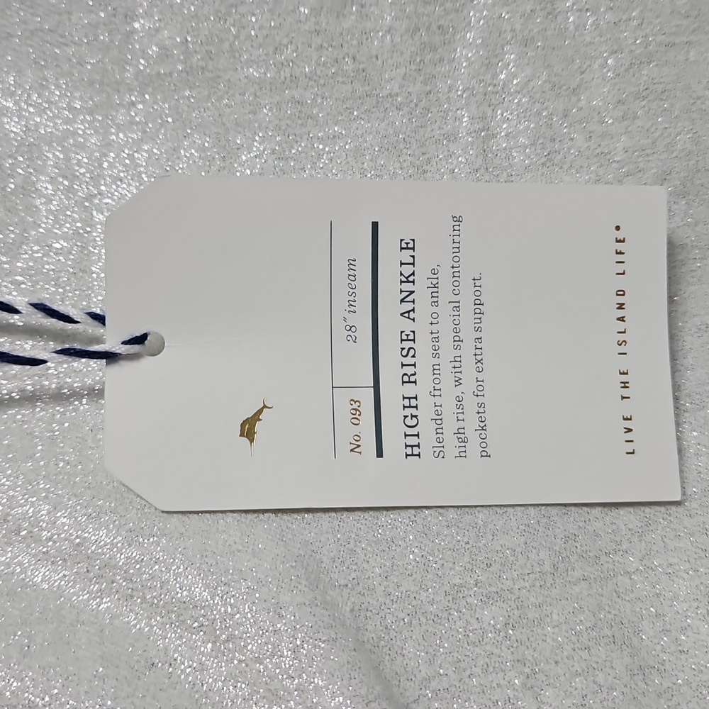 Tommy Bahama Metallic High Rise Ankle Denim: Metallic White/Silver: Size- 14 - Picture 13 of 15